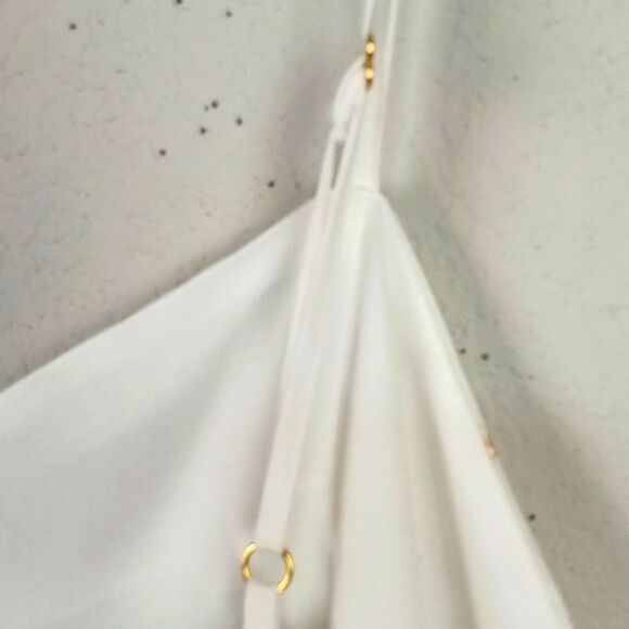 Gianni Bini White Ruffled Tiered  With Gold Polka Dots Top sz XL Boho Babydoll - Picture 9 of 11